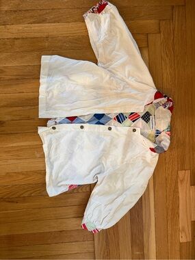 White Quilted Women's Jean Jacket with Patchwork Trim